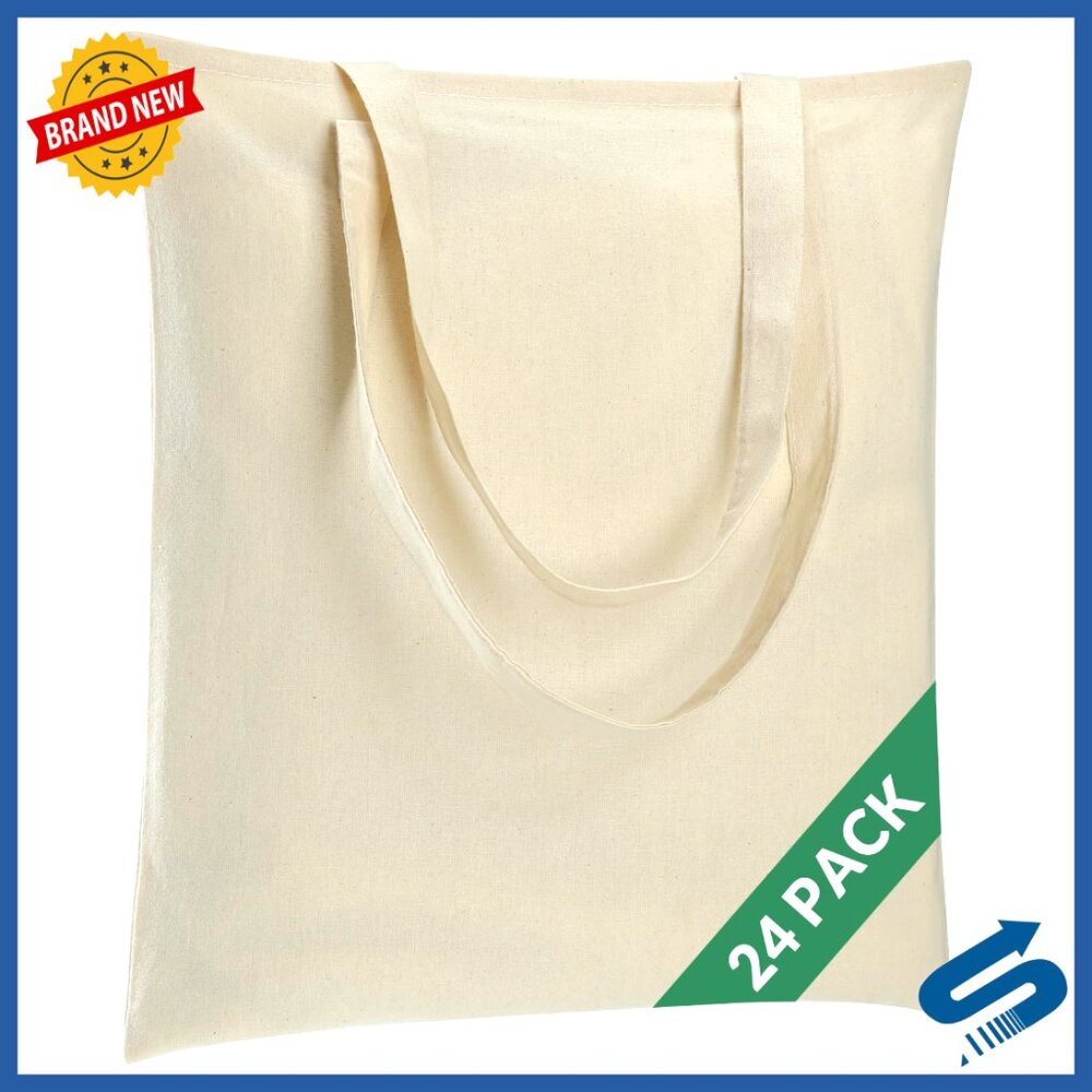 Lightweight Canvas Tote Bags Bulk Blank Reusable Grocery Shopping DIY
